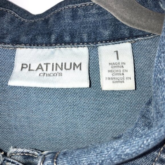 COPY - Chico's Platinum Fringe Denim Jacket - VINTAGE LOOK! NWOT - Picture 10 of 11